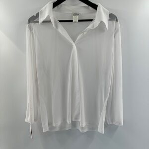 Ezen American Vintage Sheer White Button Down Made in USA | Tagged 3XL Fits L